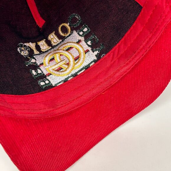 Obey Clothing OG Corduroy Hat Baseball Cap Shepard Fairey Graffiti Snapback Red - Picture 5 of 9